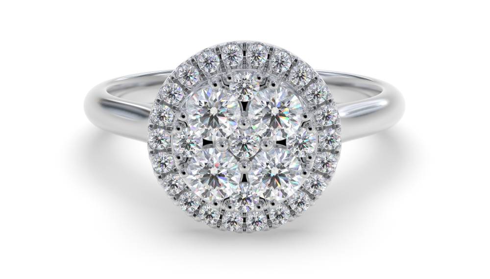 0.40CT VS/GH Round Diamond Set Cluster Ring W