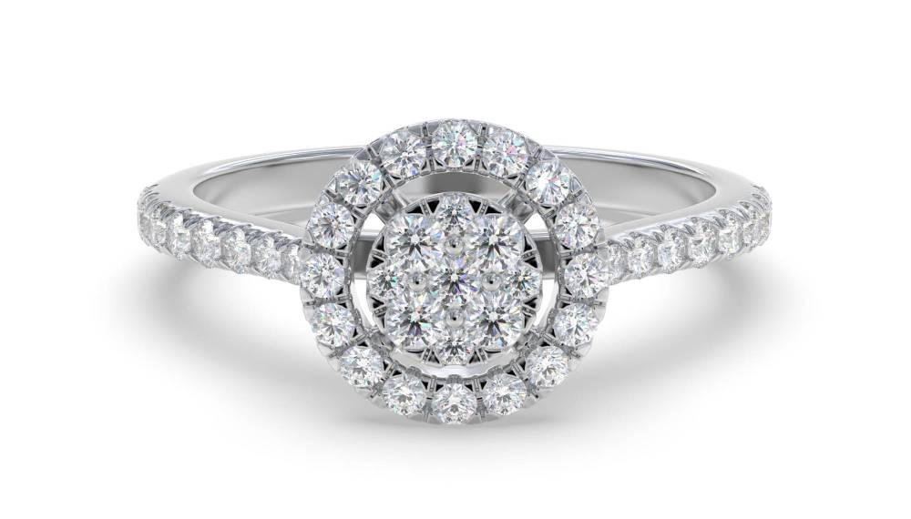 0.35ct VS/GH Round Diamond Set Cluster Ring W