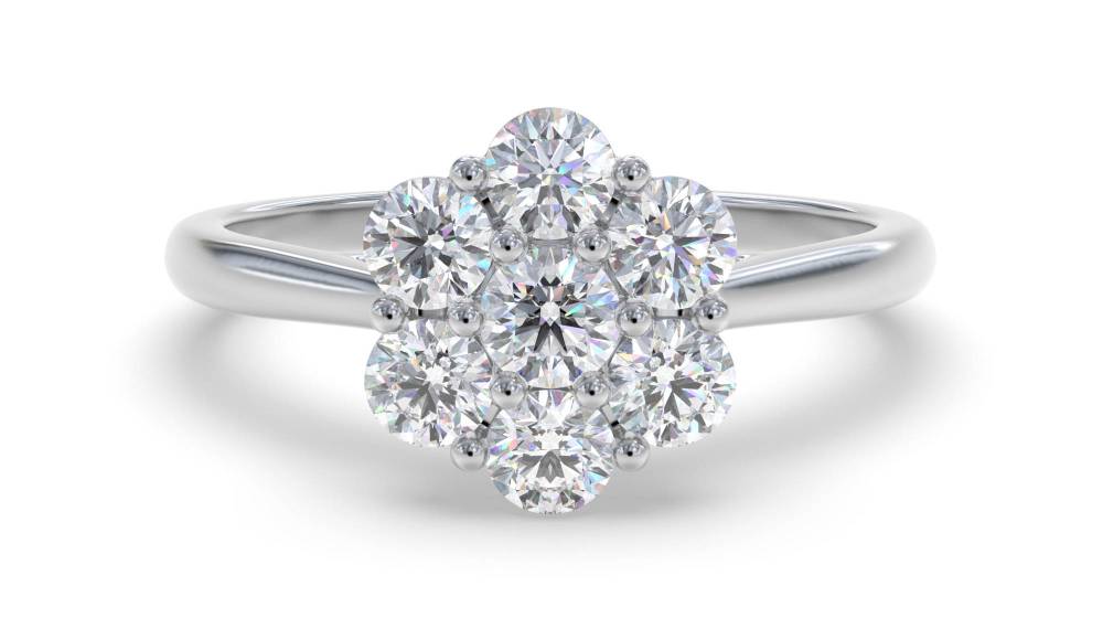 0.70ct VS GH Round Diamond Set Cluster Ring set in White Gold