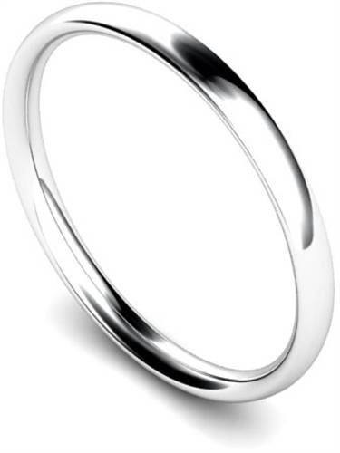 DHWEL2 Traditional Court Wedding Ring - Lightweight, 2mm width White Gold