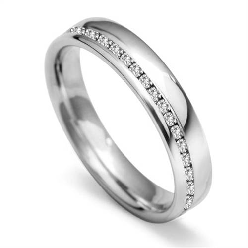 4mm Full Round Diamond Offset Wedding Ring Image