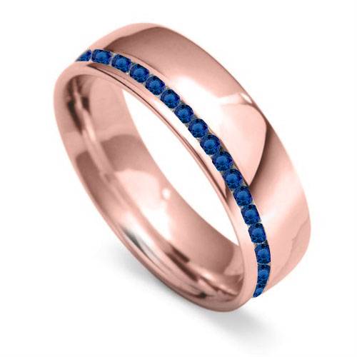 6mm Round Blue Sapphire Gemstone Full Wedding Ring Image