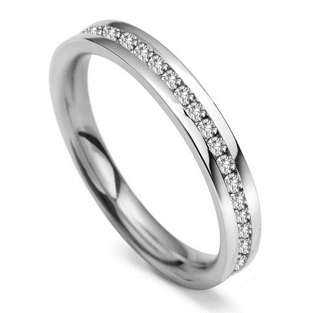 3mm Round Diamond 40% Wedding Ring set in White Gold