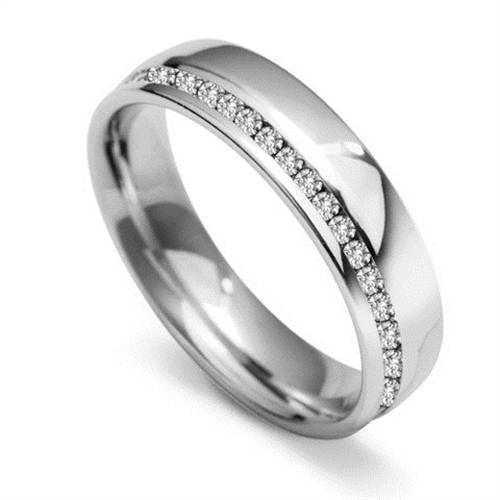 5mm Offset 60% Diamond Wedding Ring set in White Gold