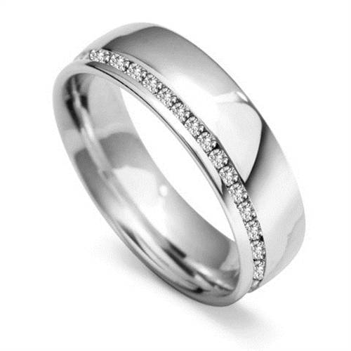 6mm Round Diamond 60% Wedding Ring set in White Gold