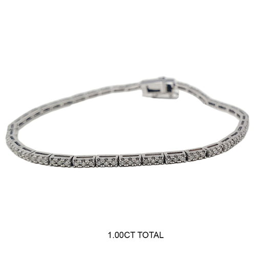 Traditional Single Row Round Diamond Tennis Bracelet W