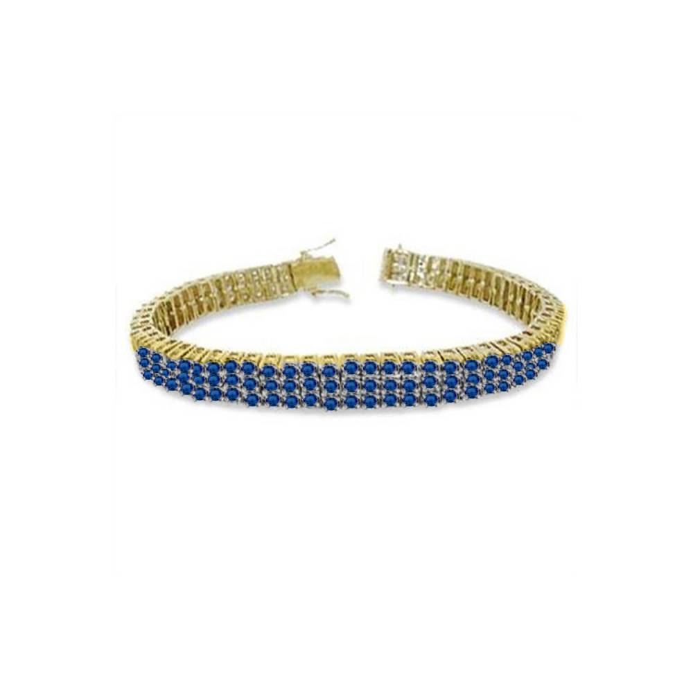 Mens Classic Round Blue Sapphire Three Row Tennis Bracelet Image