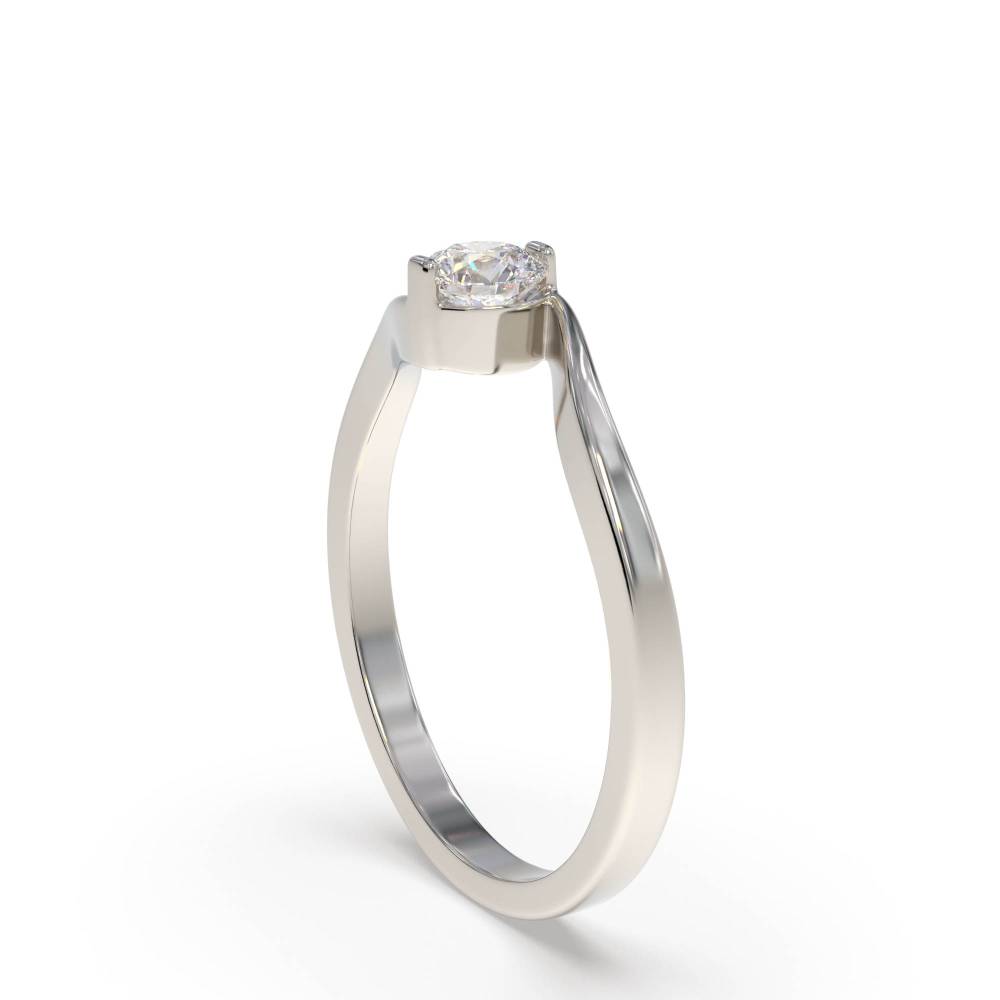 Twist Round Diamond Solitaire Ring set in Platinum