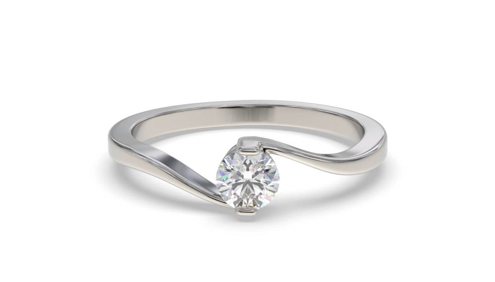 Twist Round Diamond Solitaire Ring P