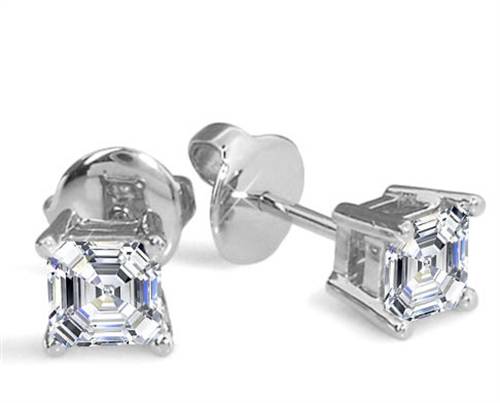 Classic Asscher Diamond Stud Earrings Image