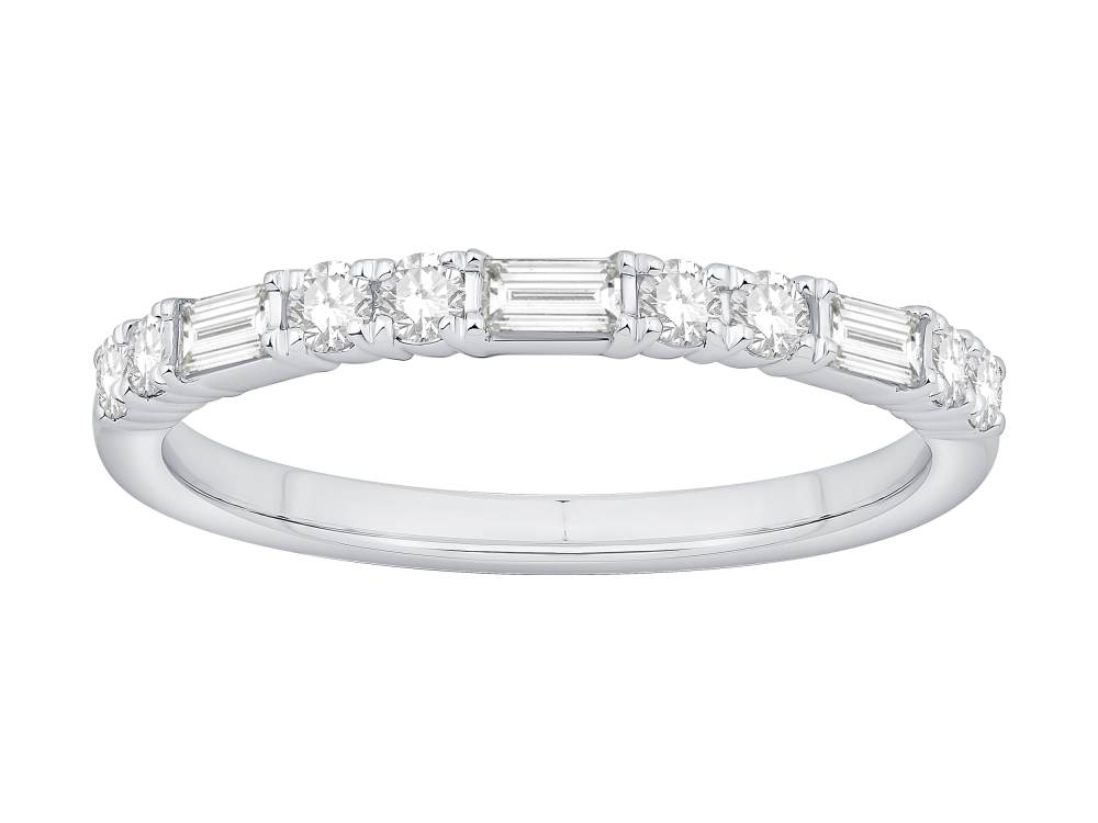 0.35ct Baguette And Round Diamond Alternating Eternity Ring W