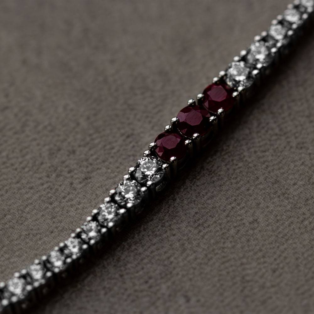 5ct Round Ruby And Diamond Designer Bracelet W