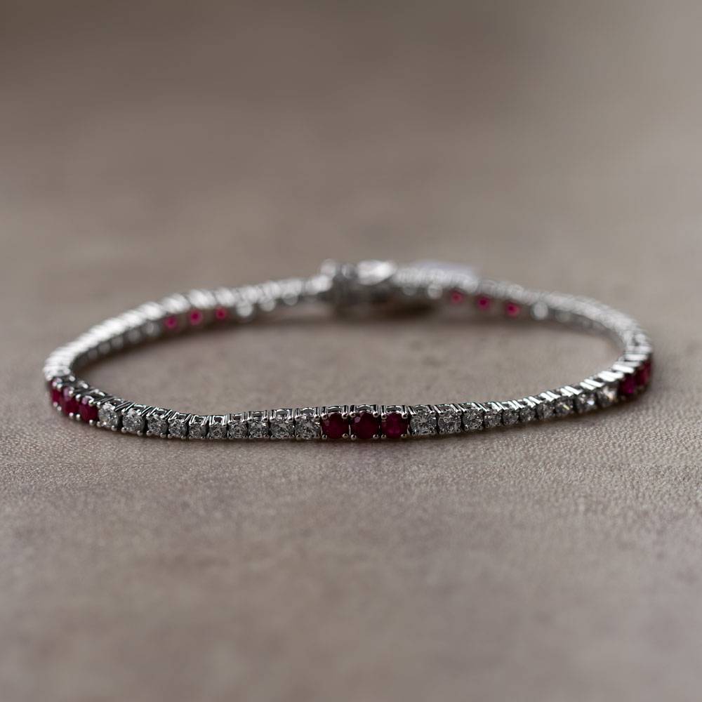 5ct Round Ruby And Diamond Designer Bracelet W