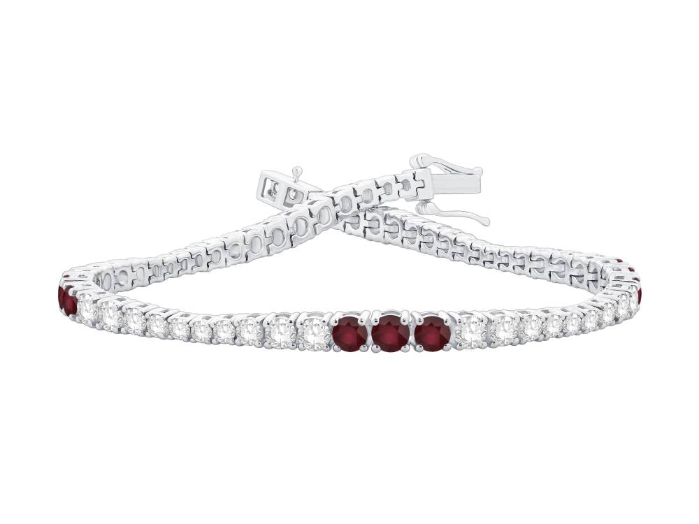 5ct Round Ruby And Diamond Designer Bracelet W