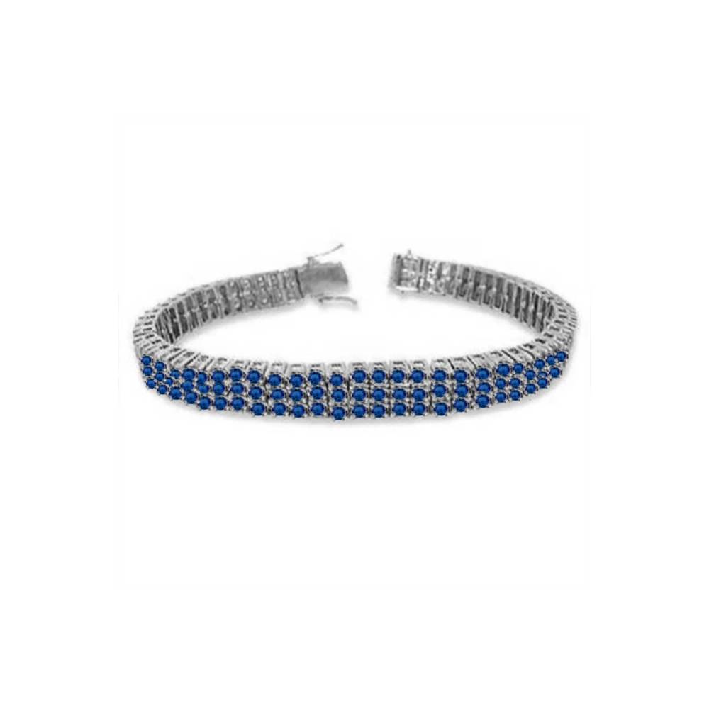 Mens Classic Round Blue Sapphire Three Row Tennis Bracelet Image