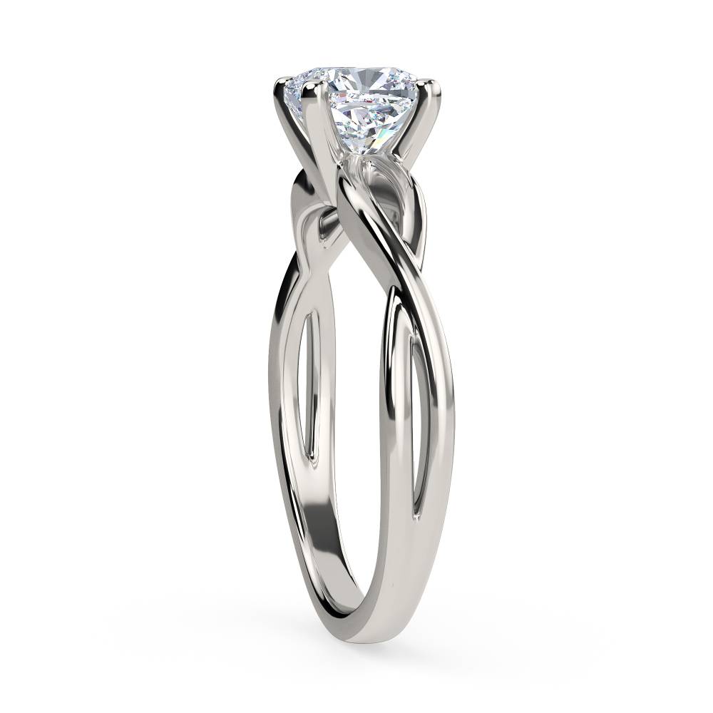 Infinity Love Swirl Cushion Diamond Engagement Ring set in Platinum