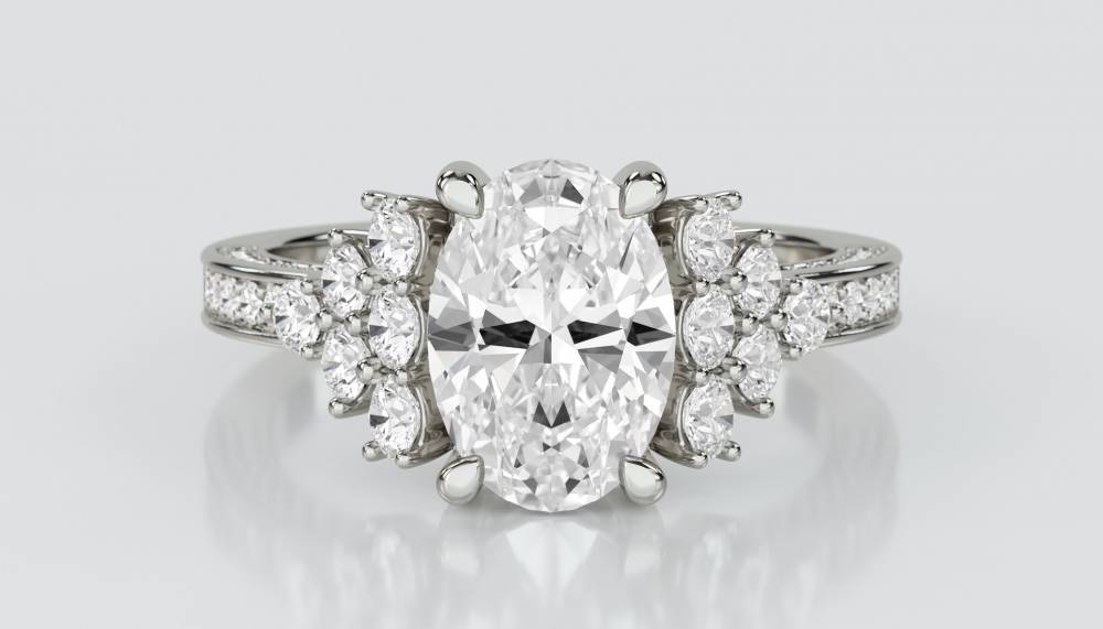 Oval & Round Diamond Vintage Ring P