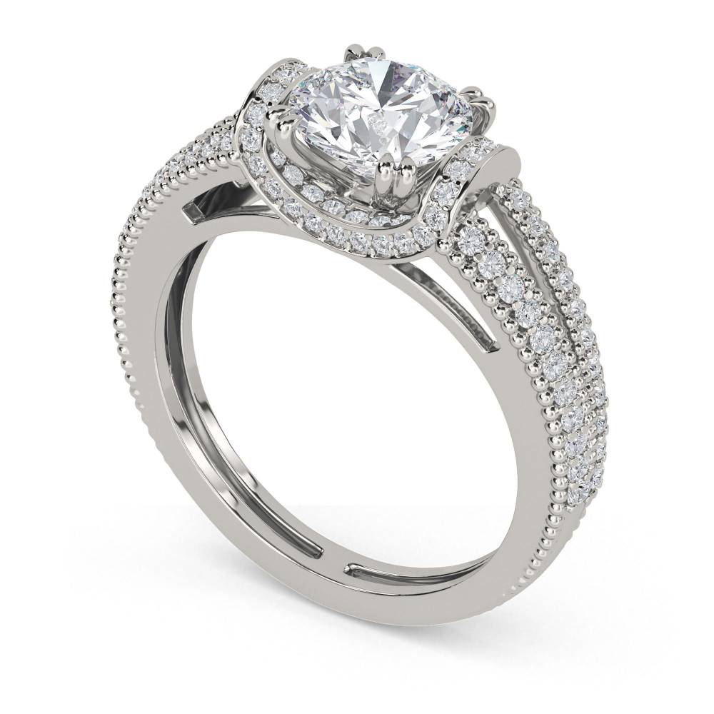 Modern Round Diamond Vintage Ring set in Platinum