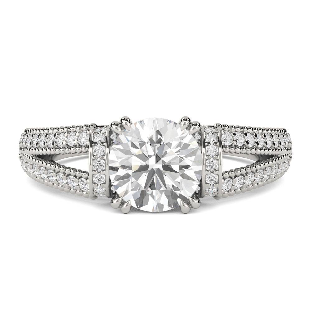 Modern Round Diamond Vintage Ring set in Platinum