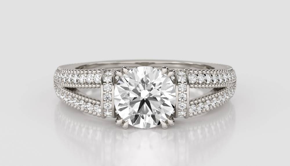 Modern Round Diamond Vintage Ring set in Platinum