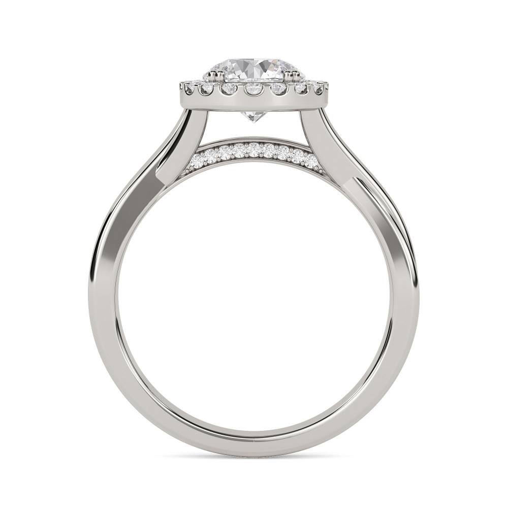 Twist Round Diamond Single Halo Ring set in Platinum