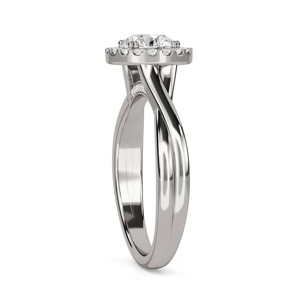 Twist Round Diamond Single Halo Ring set in Platinum