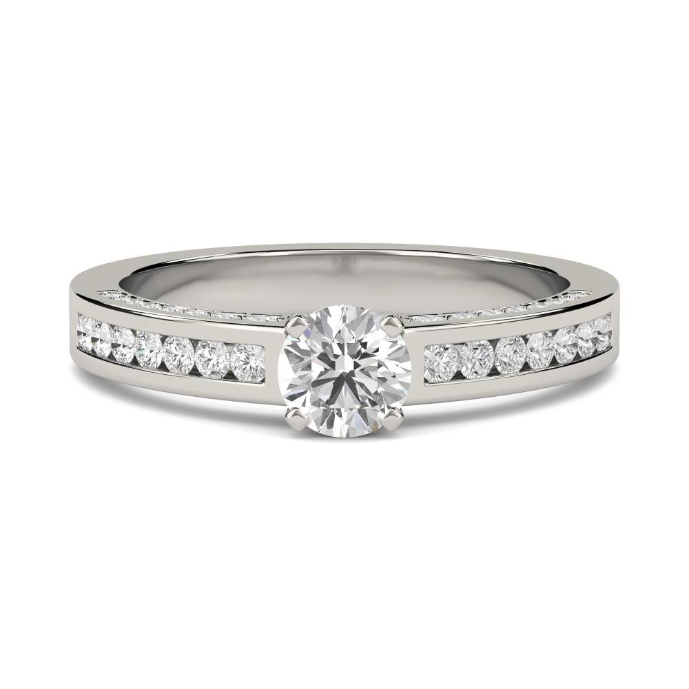 Round Diamond Shoulder Set Ring With Matching Band P