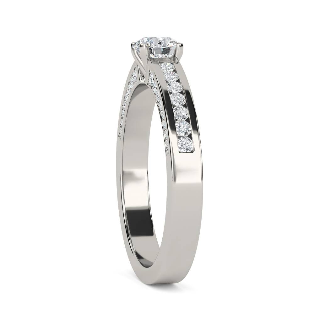 Round Diamond Shoulder Set Ring With Matching Band P