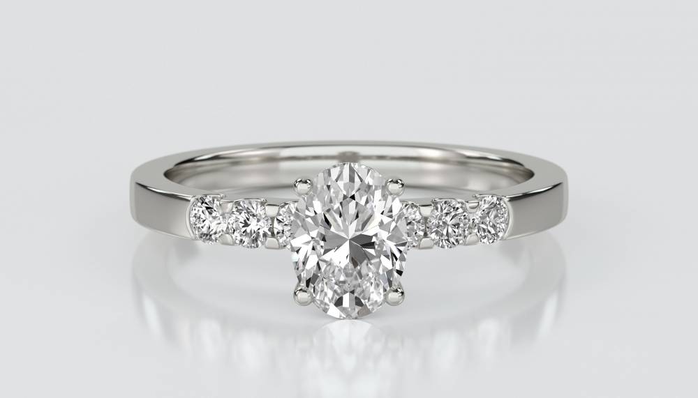 Round Diamond Shoulder Set Ring With Matching Band P