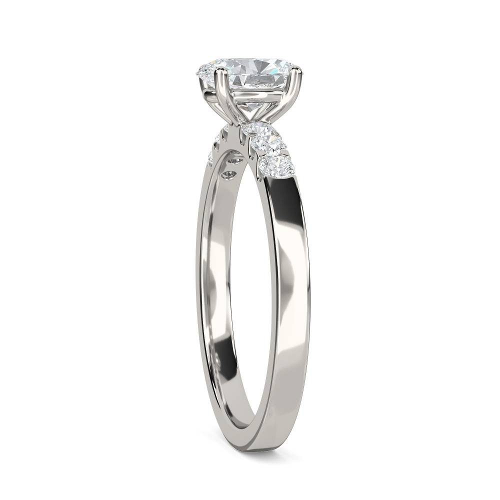 Round Diamond Shoulder Set Ring With Matching Band P