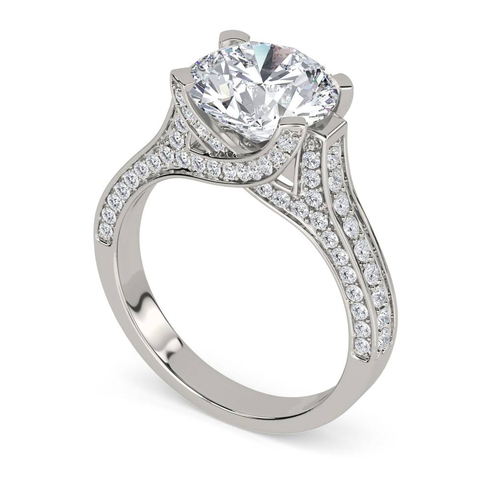 Modern Round Diamond Vintage Ring set in Platinum