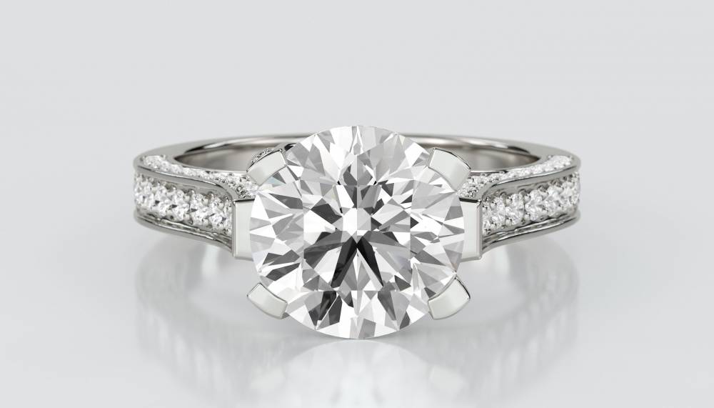 Modern Round Diamond Vintage Ring set in Platinum