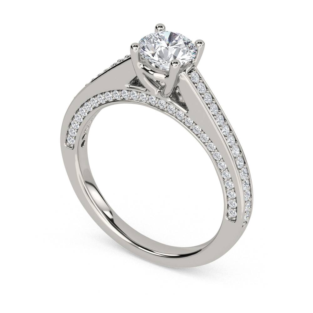 Unique Round Diamond Engagement Ring set in Platinum