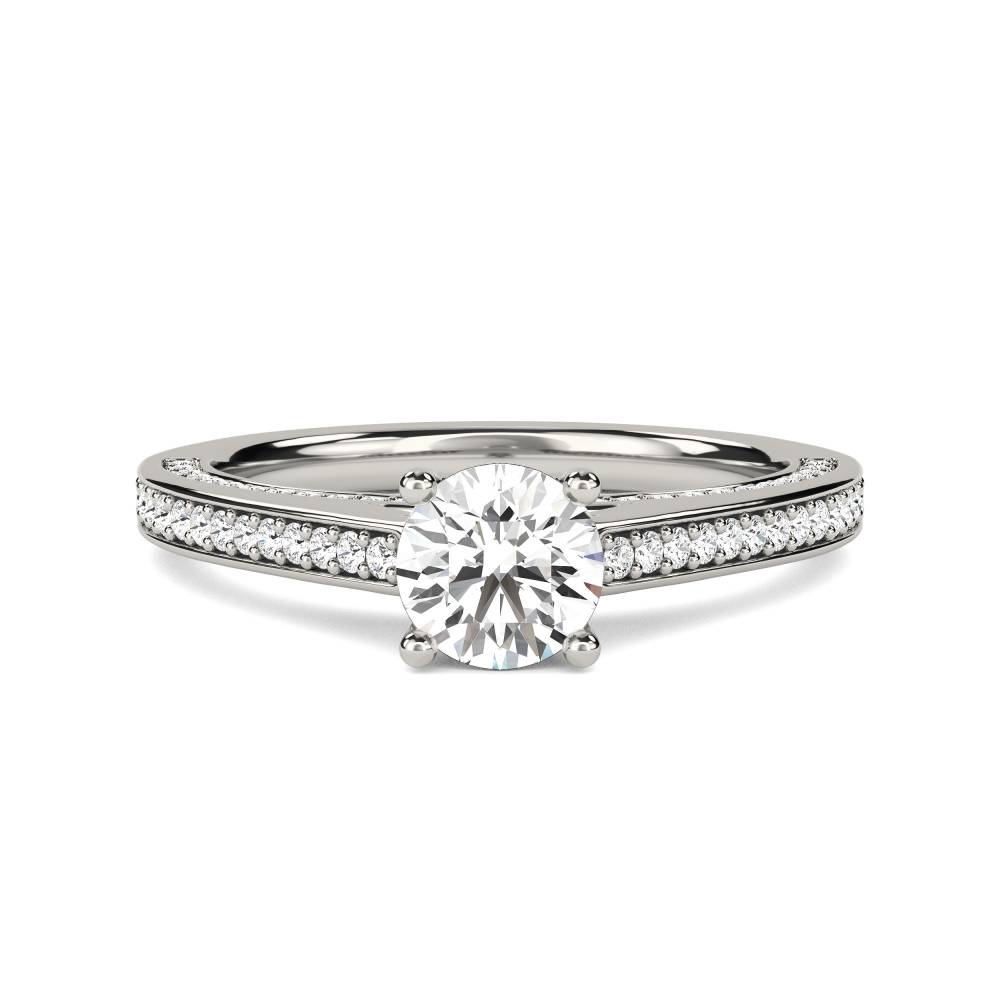 Unique Round Diamond Engagement Ring set in Platinum