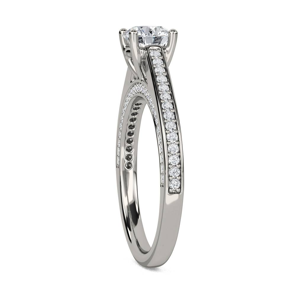 Unique Round Diamond Engagement Ring set in Platinum