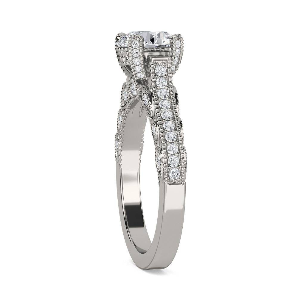 Unique Round Diamond Vintage Ring set in Platinum