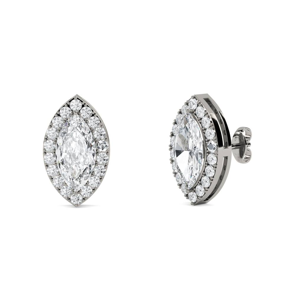 Marquise Diamond Single Halo Earrings P