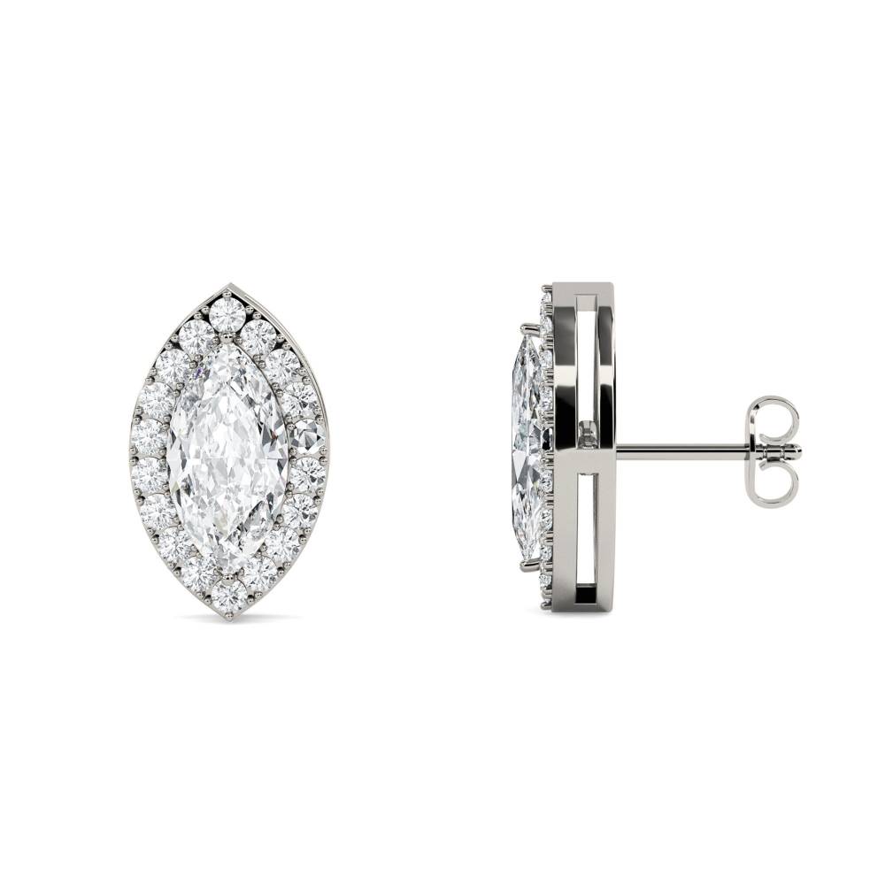 Marquise Diamond Single Halo Earrings P