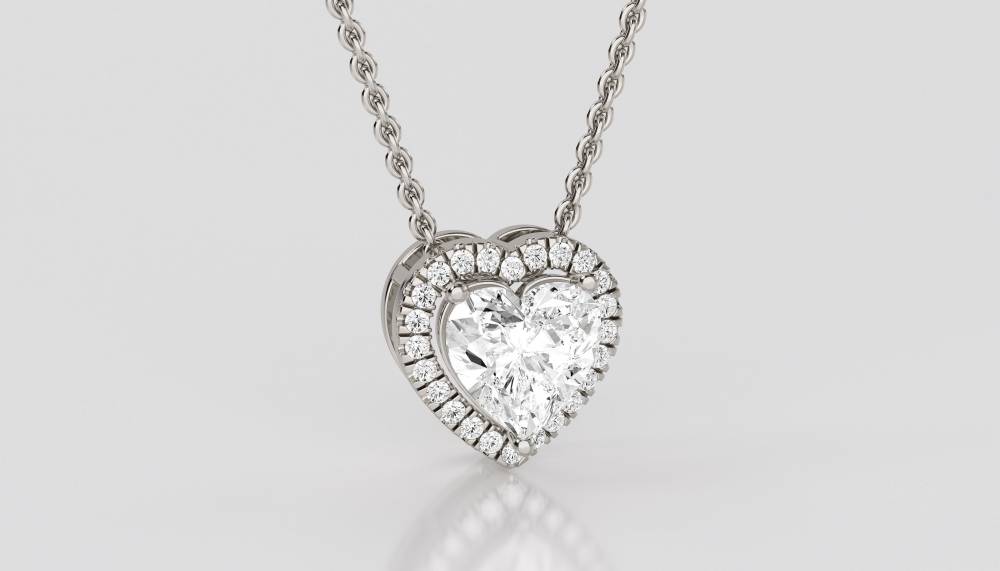 Heart Shaped Diamond Halo Pendant P