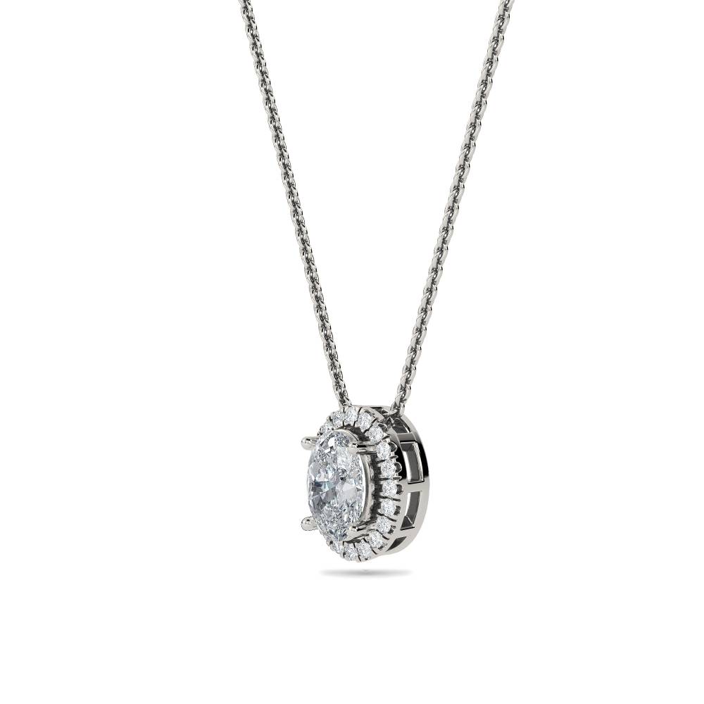 Oval Shaped Diamond Single Halo Pendant P