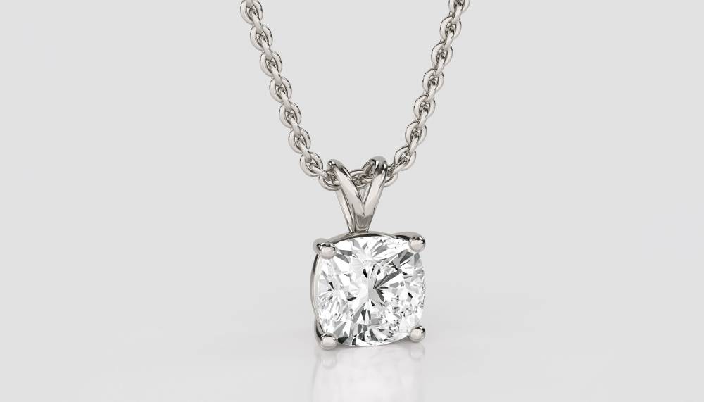 Modern Cushion Diamond Solitaire Pendant P