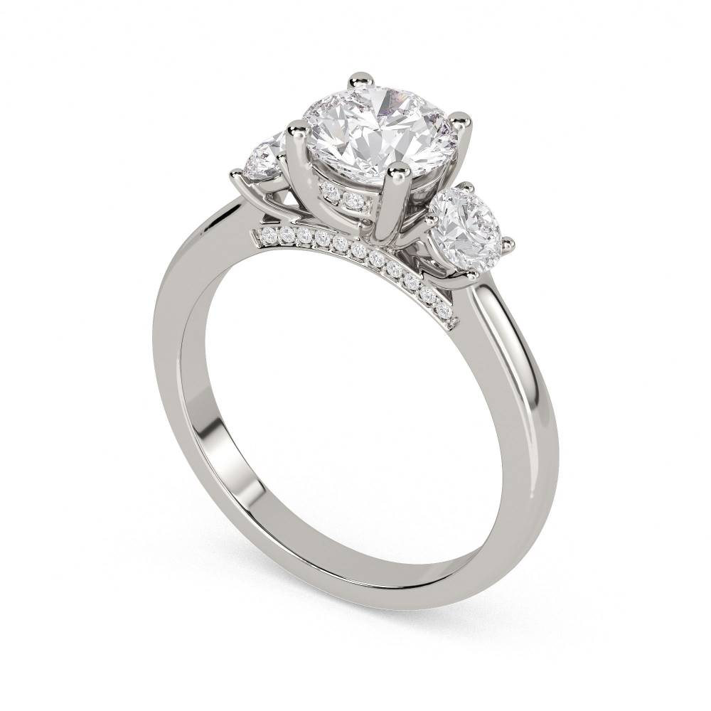 Unique 3 Stone Diamond Ring set in Platinum