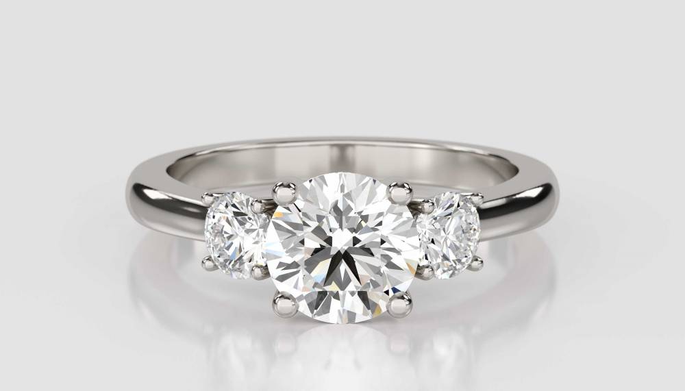 Unique 3 Stone Diamond Ring set in Platinum