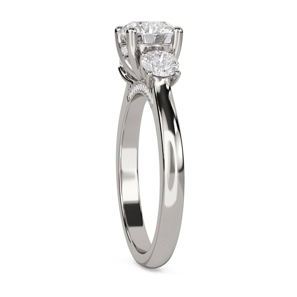 Unique 3 Stone Diamond Ring set in Platinum