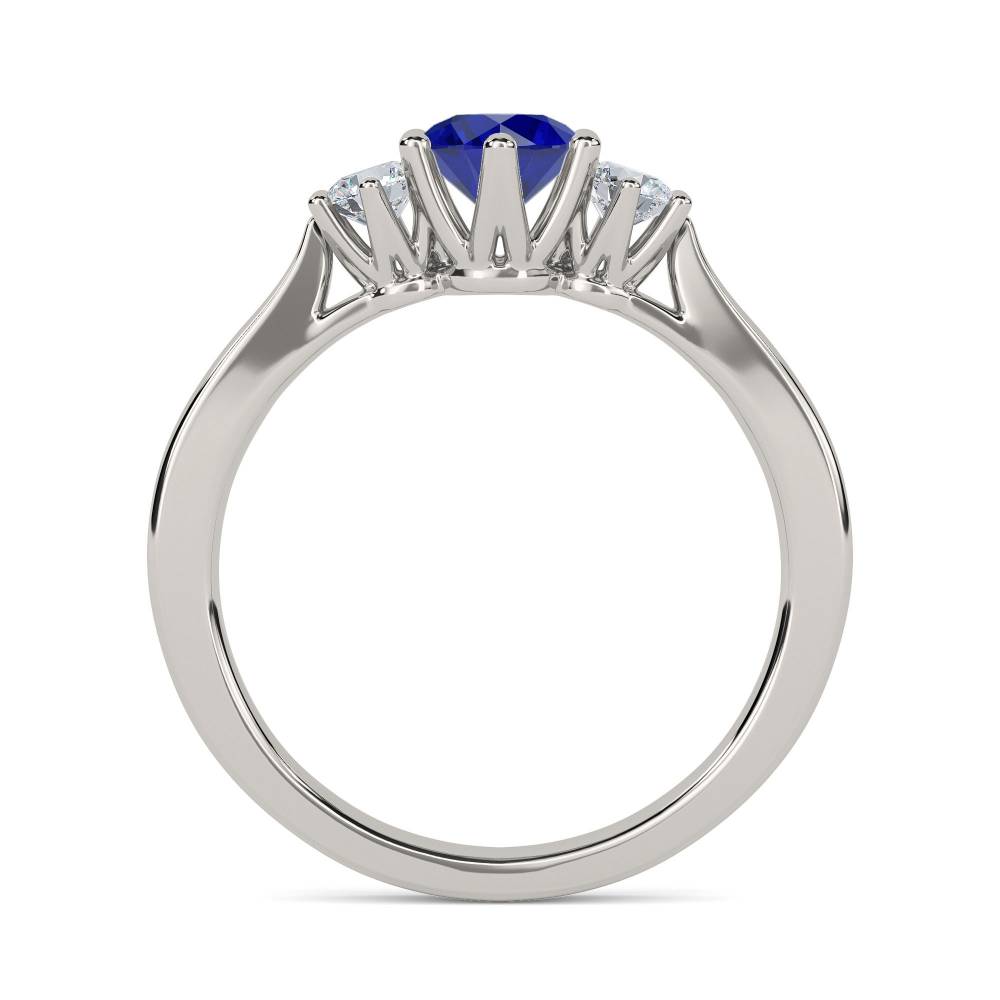 Elegant Blue Sapphire & Diamond Trilogy Ring P