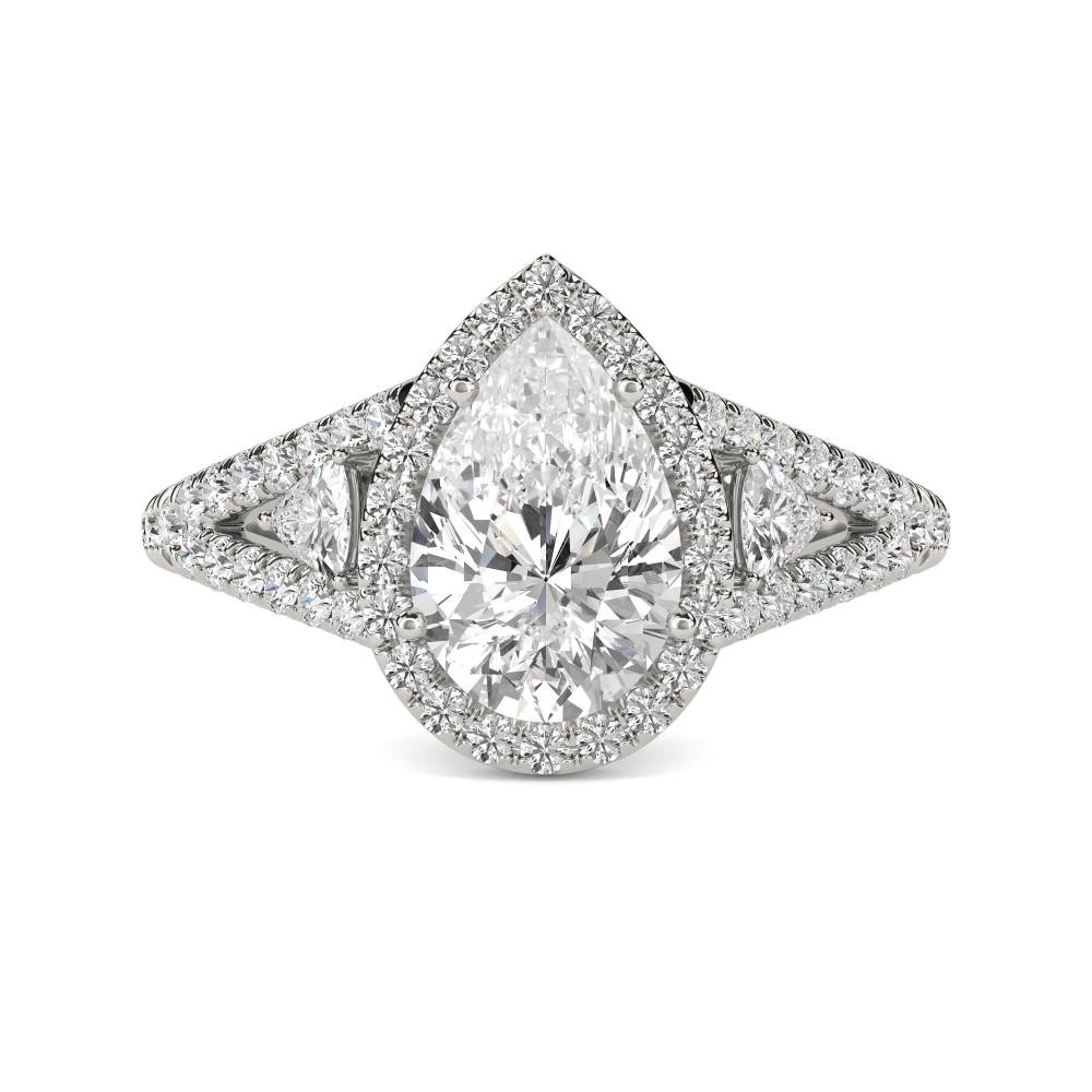 Pear Diamond Split Shoulder Set Ring set in Platinum