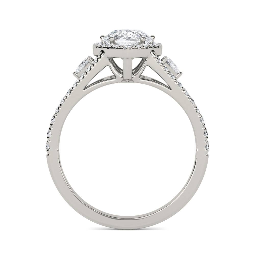 Pear Diamond Split Shoulder Set Ring set in Platinum