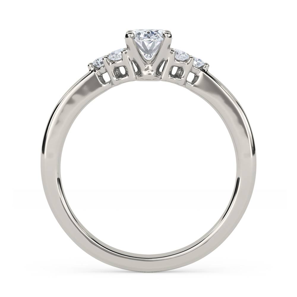 Oval Diamond Side Stone Cluster Ring set in Platinum