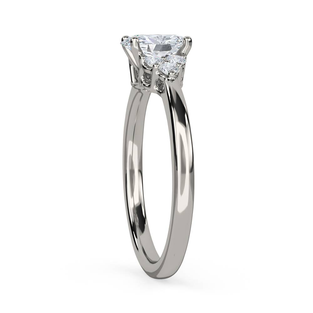 Oval Diamond Side Stone Cluster Ring set in Platinum