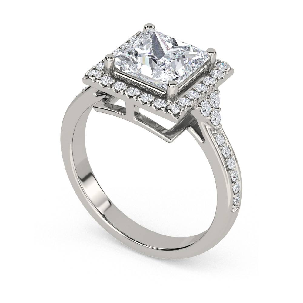 Princess Diamond Single Halo Designer Ring P